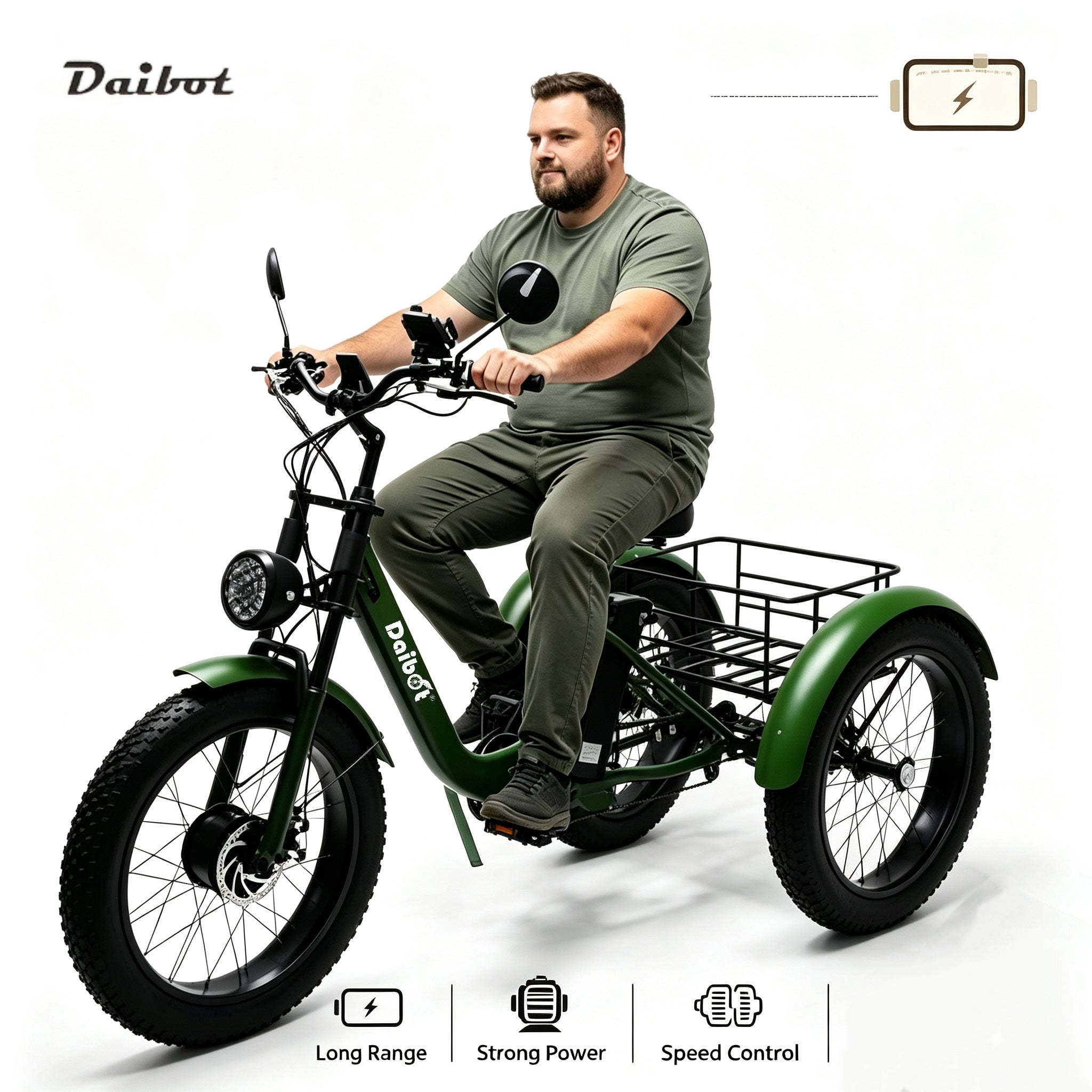 Daibot Fat Tire Electric Tricycle For Adults 48v 750w Electric Cargo Bike 3 Wheel Local Usa Warehouse Fast Shipping 3-7 Days - Buy  Product