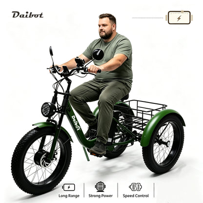 Daibot Fat Tire Electric Tricycle For Adults 48v 750w Electric Cargo Bike 3 Wheel Local Usa Warehouse Fast Shipping 3-7 Days - Buy  Product