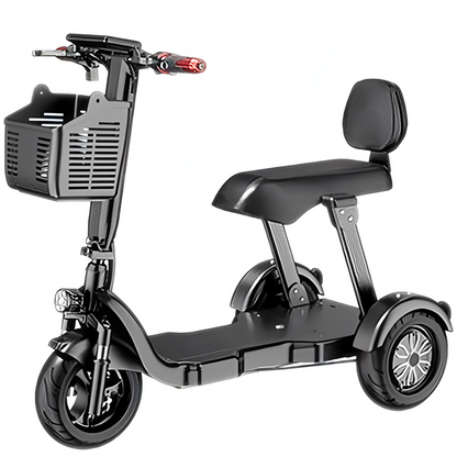 Holding Foldable 3 Wheel Mobility Scooter 48V 1000W Two Seater Electric Tricycle for Seniors Adults Daily Commute with Front Cargo Basket