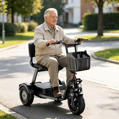 Folding 3-wheel Electric Scooter Family Adult Powerful 1000w 48v Mini Tricycle Seniors Disabled Preassembled Removable Battery