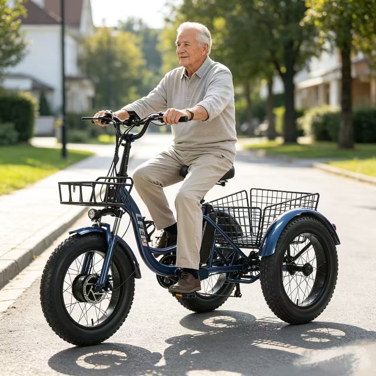 Electric Tricycle For Adult 3 Wheels 500w 48v Fat Tire Electric Cargo Bicycle Ladies Waterproof And Anti-theft Battery Removable