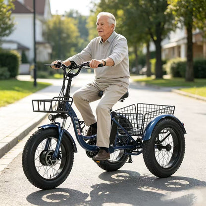 Electric Tricycle For Adult 3 Wheels 500w 48v Fat Tire Electric Cargo Bicycle Ladies Waterproof And Anti-theft Battery Removable