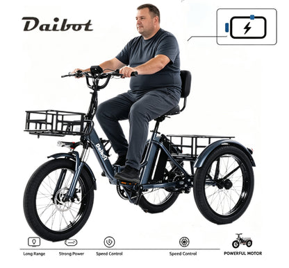 Foldable 3 Wheel Electric Tricycle Fat Tire 250w Eu/350w Us,Detachable Battery Ul2272 Seniors Us Warehouse Ready Stock