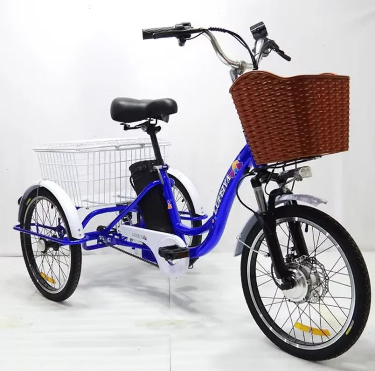 Adult 3 Wheel Electric Tricycle Lithium Battery 12a 350w 24 Inch Pull Basket 7-speed Carbon Steel Frame Disc Brakes Front Hub - Buy  Product on Alibaba.com