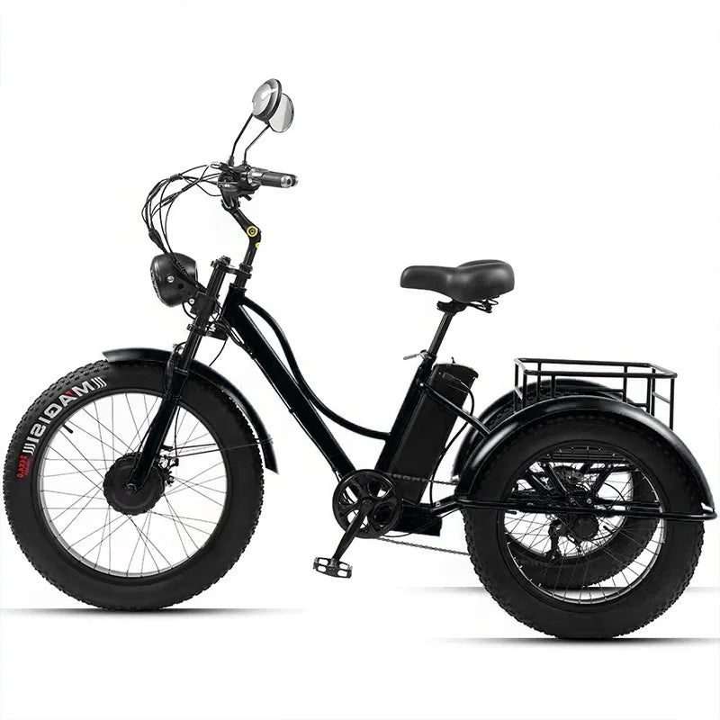 New 3-wheel Electric Tricycle Cargo Bike For Elderly Adults 2 Seat 750w Front Hub Motor Lithium Battery 7-speed Fat Tire - Buy  Product on Alibaba.com