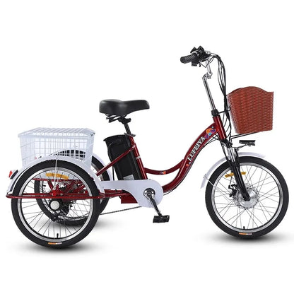 Adult 3 Wheel Electric Tricycle Lithium Battery 12a 350w 24 Inch Pull Basket 7-speed Carbon Steel Frame Disc Brakes Front Hub - Buy  Product on Alibaba.com