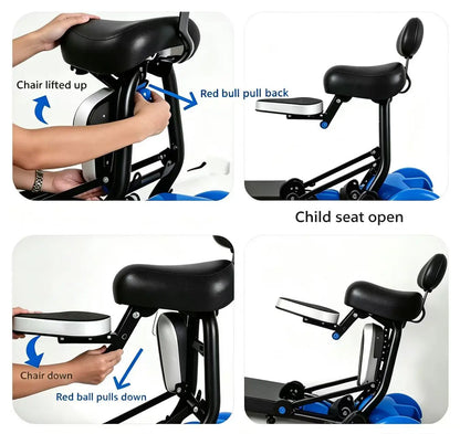 Folding All Terrain 4-wheel Electric Scooter With Basket & Baby Seat For Family Adults Daily Travel,Us Eu Warehouse Ready Stock - Buy  Product on Alibaba.com
