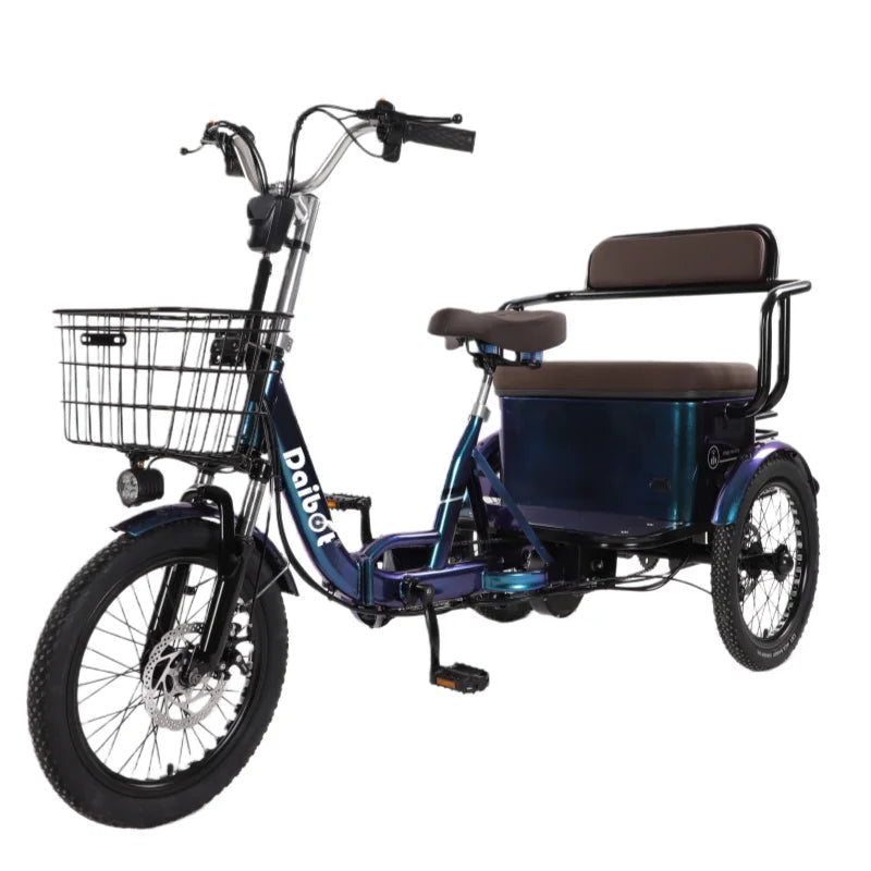 650w 48v 3-wheel Adult Electric Tricycle 18-inch Folding 2-seater Basket For Older Adults Disc Brake Lithium Rear Carrier - Buy  Product on Alibaba.com