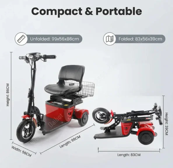 Lightweight Foldable 3-wheel Electric Tricycle Dual 250w Motors 36v Removable Lithium Battery 35-40km Range For Adults Seniors - Buy  Product on Alibaba.com