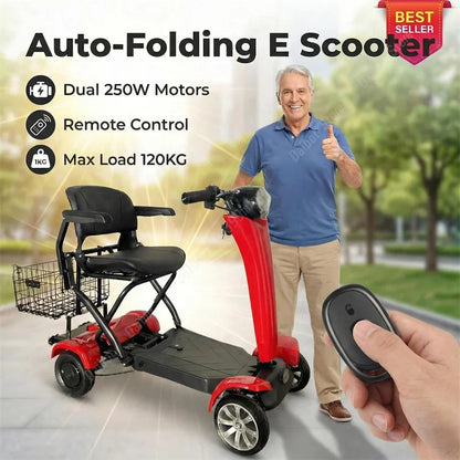 Auto Fold Dual Motor 4-wheel Electric Scooter 36v 500w Lightweight 40-60km Range Unisex Portable Mobility Vehicle Elderly Riders - Buy  Product on Alibaba.com