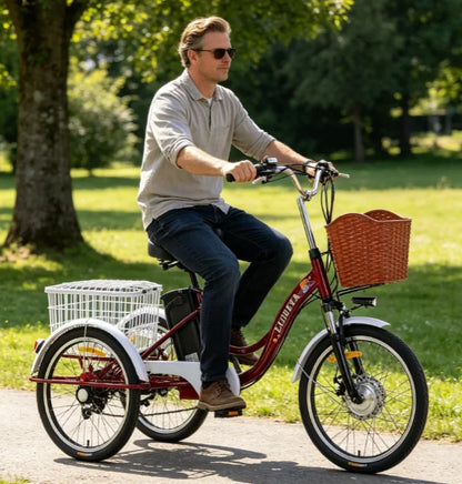 Adult 3 Wheel Electric Tricycle Lithium Battery 12a 350w 24 Inch Pull Basket 7-speed Carbon Steel Frame Disc Brakes Front Hub - Buy  Product on Alibaba.com