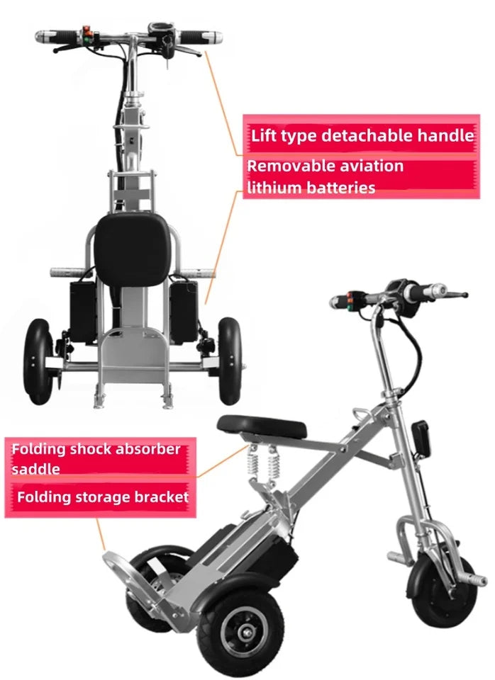 3 Wheel Foldable Brushless Lithium Battery Electric Tricycle Scooter Senior 250w 36v Mini Lightweight Basket Removable Battery - Buy  Product on Alibaba.com