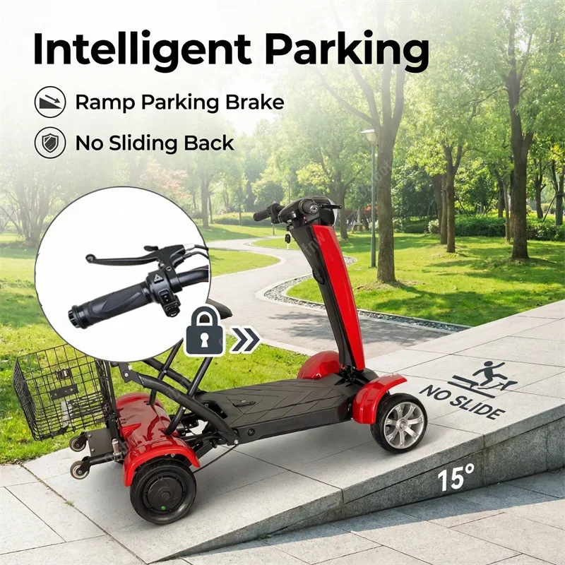 Auto Fold Dual Motor 4-wheel Electric Scooter 36v 500w Lightweight 40-60km Range Unisex Portable Mobility Vehicle Elderly Riders - Buy  Product on Alibaba.com