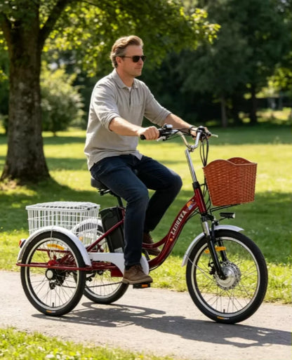Adult 3 Wheel Electric Tricycle Lithium Battery 12a 350w 24 Inch Pull Basket 7-speed Carbon Steel Frame Disc Brakes Front Hub - Buy  Product on Alibaba.com