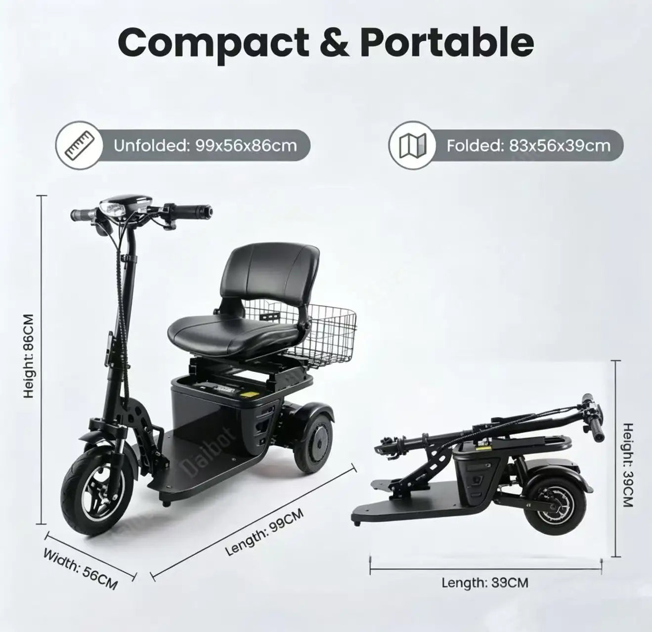 500w Foldable 3 Wheel Senior Electric Tricycle 36v15.6ah Lightweight Mobility Scooter 30km Adult Travel Bike Eu Warehouse Stock - Buy  Product on Alibaba.com