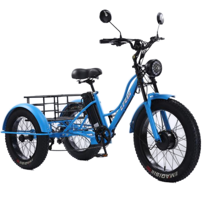 New 3-wheel Electric Tricycle Cargo Bike For Elderly Adults 2 Seat 750w Front Hub Motor Lithium Battery 7-speed Fat Tire - Buy  Product on Alibaba.com