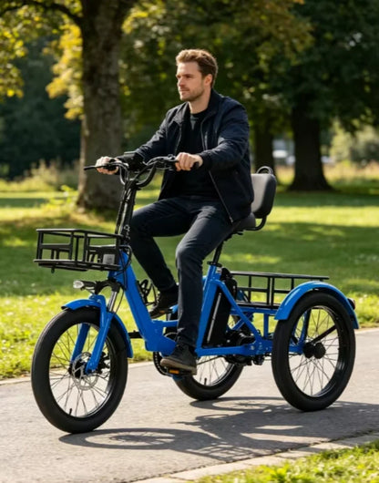 350w Fat Tire Blue Small Electric Tricycle Folding Adults 3 Wheel Cargo Booster Removable Lithium Battery Brushless Motor - Buy  Product on Alibaba.com