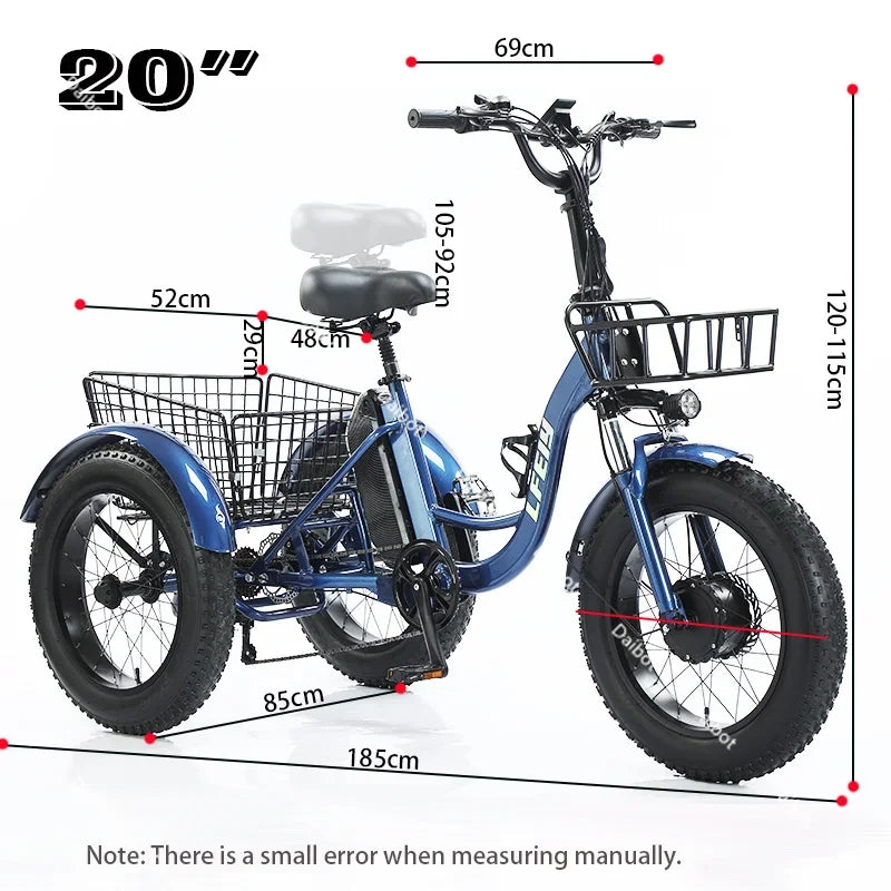 Electric Tricycle For Adult 3 Wheels 500w 48v Fat Tire Electric Cargo Bicycle Ladies Waterproof And Anti-theft Battery Removable - Buy  Product on Alibaba.com
