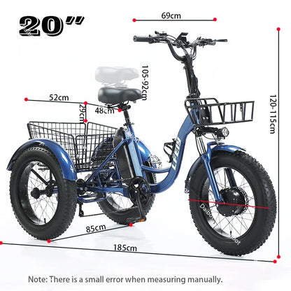 Electric Tricycle For Adult 3 Wheels 500w 48v Fat Tire Electric Cargo Bicycle Ladies Waterproof And Anti-theft Battery Removable - Buy  Product on Alibaba.com