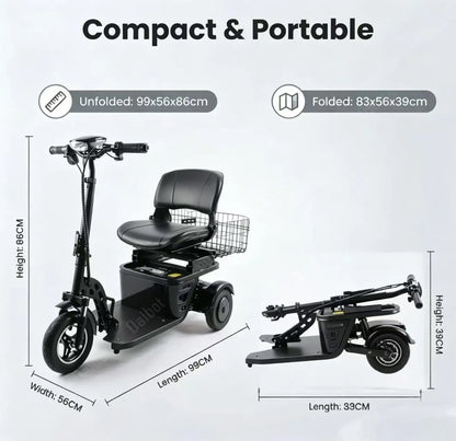 500w Foldable 3-wheel Mobility Scooter For Seniors,36v 15.6ah Light Electric Tricycle With Seat,30km Range,Eu Warehouse Stock - Buy  Product on Alibaba.com