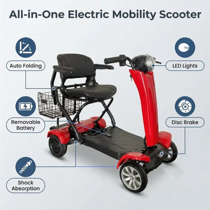 Auto Fold Dual Motor 4-wheel Electric Scooter 36v 500w Lightweight 40-60km Range Unisex Portable Mobility Vehicle Elderly Riders - Buy  Product on Alibaba.com