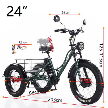 Daibot 24 Inch Adult Electric Tricycle For Elderly 48v 750w 3 Wheel Electric Bike Fat Tire E-tricycle Electric Trike Us Stock - Buy  Product on Alibaba.com