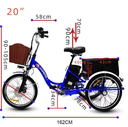 Adult 3 Wheel Electric Tricycle Lithium Battery 12a 350w 24 Inch Pull Basket 7-speed Carbon Steel Frame Disc Brakes Front Hub - Buy  Product on Alibaba.com