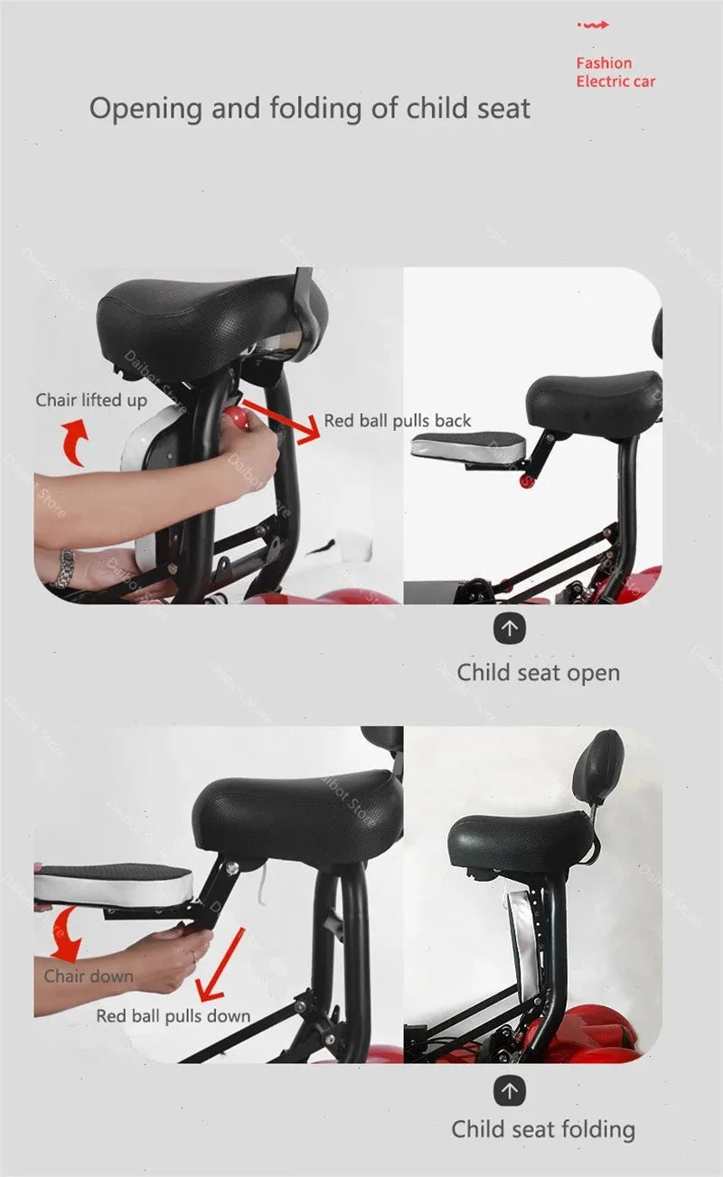 Folding All Terrain 4-wheel Electric Scooter With Basket & Baby Seat For Family Adults Daily Travel,Us Eu Warehouse Ready Stock - Buy  Product on Alibaba.com