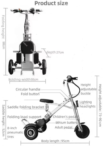3 Wheel Foldable Brushless Lithium Battery Electric Tricycle Scooter Senior 250w 36v Mini Lightweight Basket Removable Battery - Buy  Product on Alibaba.com