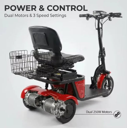 Lightweight Foldable 3-wheel Electric Tricycle Dual 250w Motors 36v Removable Lithium Battery 35-40km Range For Adults Seniors - Buy  Product on Alibaba.com