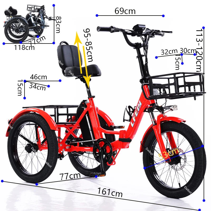 Folding Adult Electric Tricycle 350w 48v 3 Wheel Foldable Fat Tire Us Warehouse Ready Stock Electric Trike For Seniors Ul2272 - Buy Electric Bike
electric Tricycle Vehicle
electric Tricycle Product on Alibaba.com