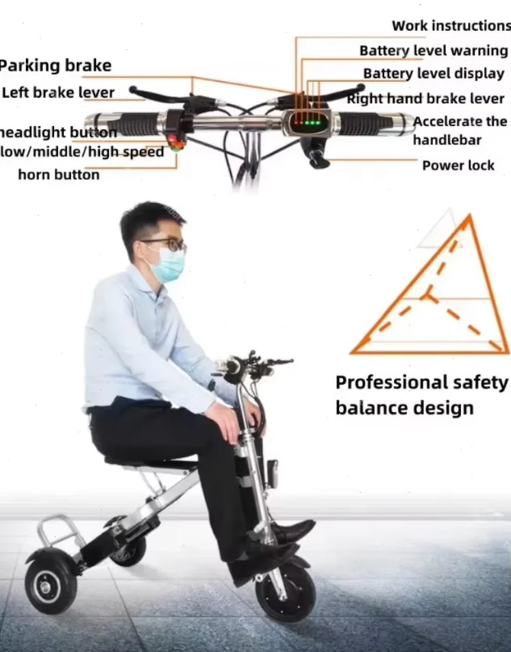 3 Wheel Foldable Brushless Lithium Battery Electric Tricycle Scooter Senior 250w 36v Mini Lightweight Basket Removable Battery - Buy  Product on Alibaba.com