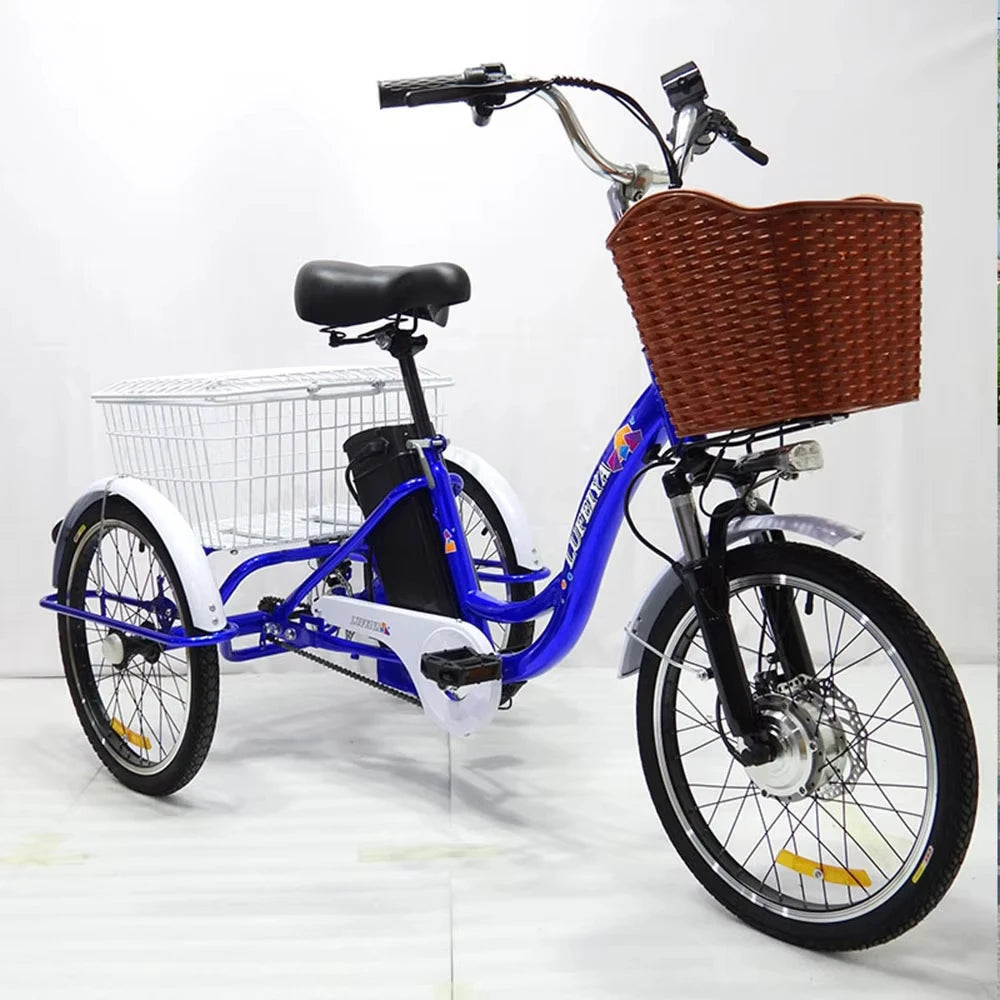Adult 3 Wheel Electric Tricycle Lithium Battery 12a 350w 24 Inch Pull Basket 7-speed Carbon Steel Frame Disc Brakes Front Hub - Buy  Product on Alibaba.com