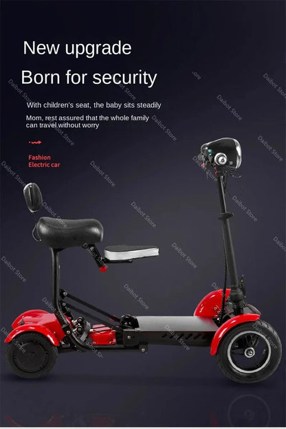 Folding All Terrain 4-wheel Electric Scooter With Basket & Baby Seat For Family Adults Daily Travel,Us Eu Warehouse Ready Stock - Buy  Product on Alibaba.com
