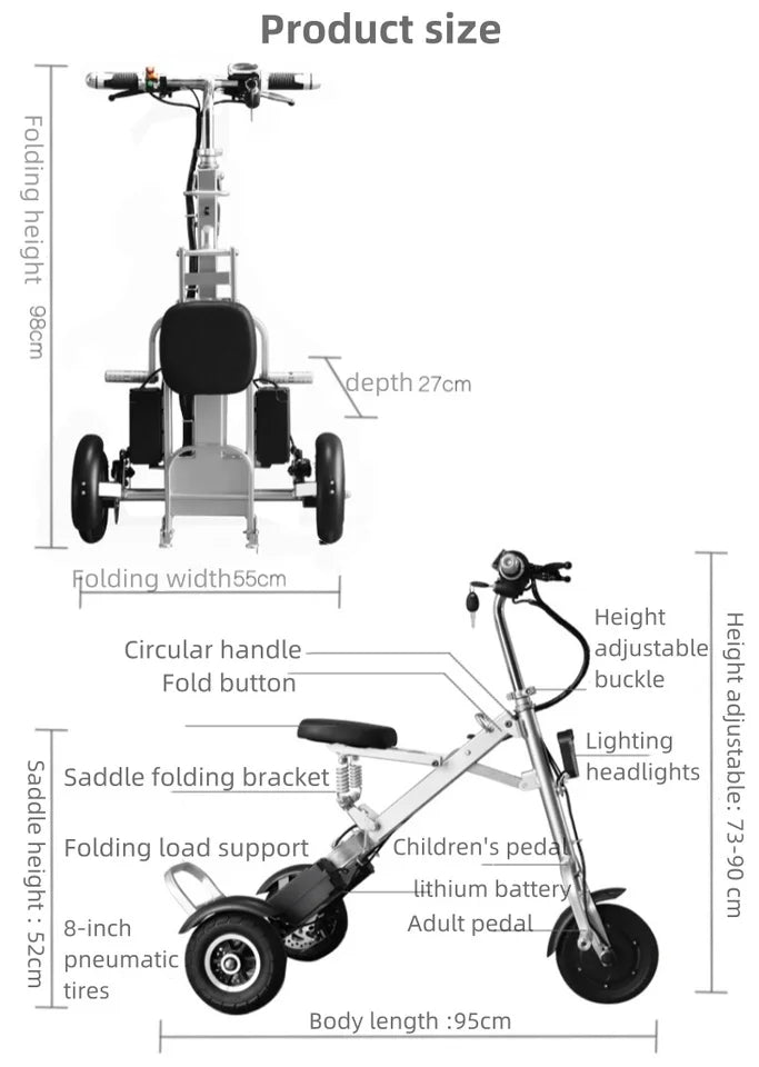 3 Wheel Foldable Brushless Lithium Battery Electric Tricycle Scooter Senior 250w 36v Mini Lightweight Basket Removable Battery - Buy  Product on Alibaba.com