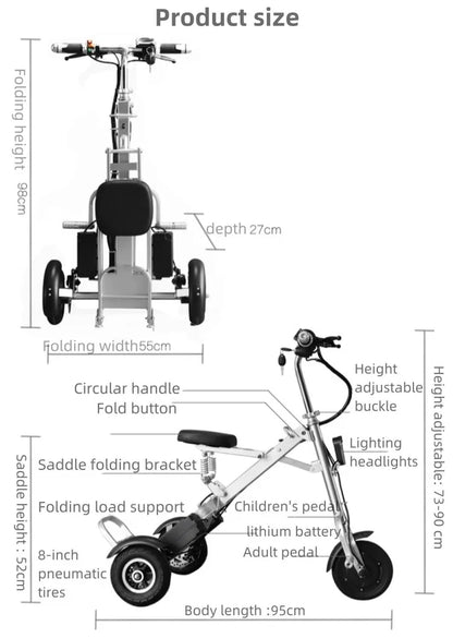 3 Wheel Foldable Brushless Lithium Battery Electric Tricycle Scooter Senior 250w 36v Mini Lightweight Basket Removable Battery - Buy  Product on Alibaba.com