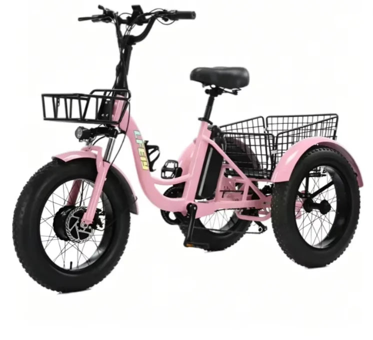 Electric Tricycle Adult 3 Wheels 500w 48v 20 Inch Fat Brushless Motor Lithium Battery Cargo Bicycle Ladies Waterproof Anti-theft - Buy  Product on Alibaba.com