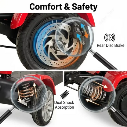 Auto Fold Dual Motor 4-wheel Electric Scooter 36v 500w Lightweight 40-60km Range Unisex Portable Mobility Vehicle Elderly Riders - Buy  Product on Alibaba.com
