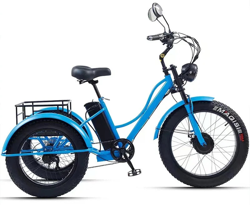 New 3-wheel Electric Tricycle Cargo Bike For Elderly Adults 2 Seat 750w Front Hub Motor Lithium Battery 7-speed Fat Tire - Buy  Product on Alibaba.com