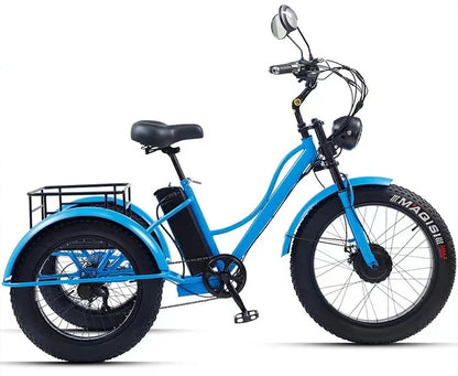 New 3-wheel Electric Tricycle Cargo Bike For Elderly Adults 2 Seat 750w Front Hub Motor Lithium Battery 7-speed Fat Tire - Buy  Product on Alibaba.com