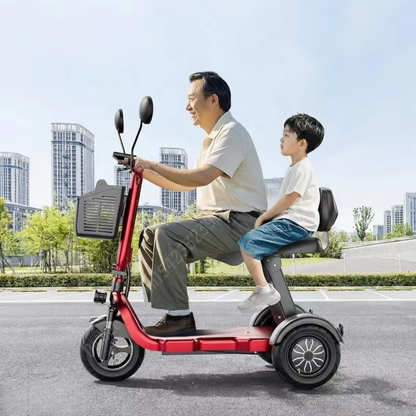 Holding Foldable 3 Wheel Mobility Scooter 48V 1000W Two Seater Electric Tricycle for Seniors Adults Daily Commute with Front Cargo Basket