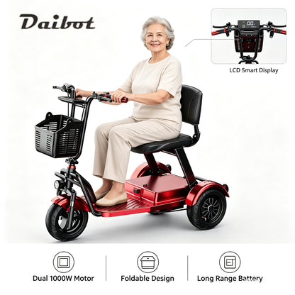 Family Double Motor Electric Scooter Senior Folding Removable Battery/basket 48v 1000w Powerful Electric Tricycle Adults Girls