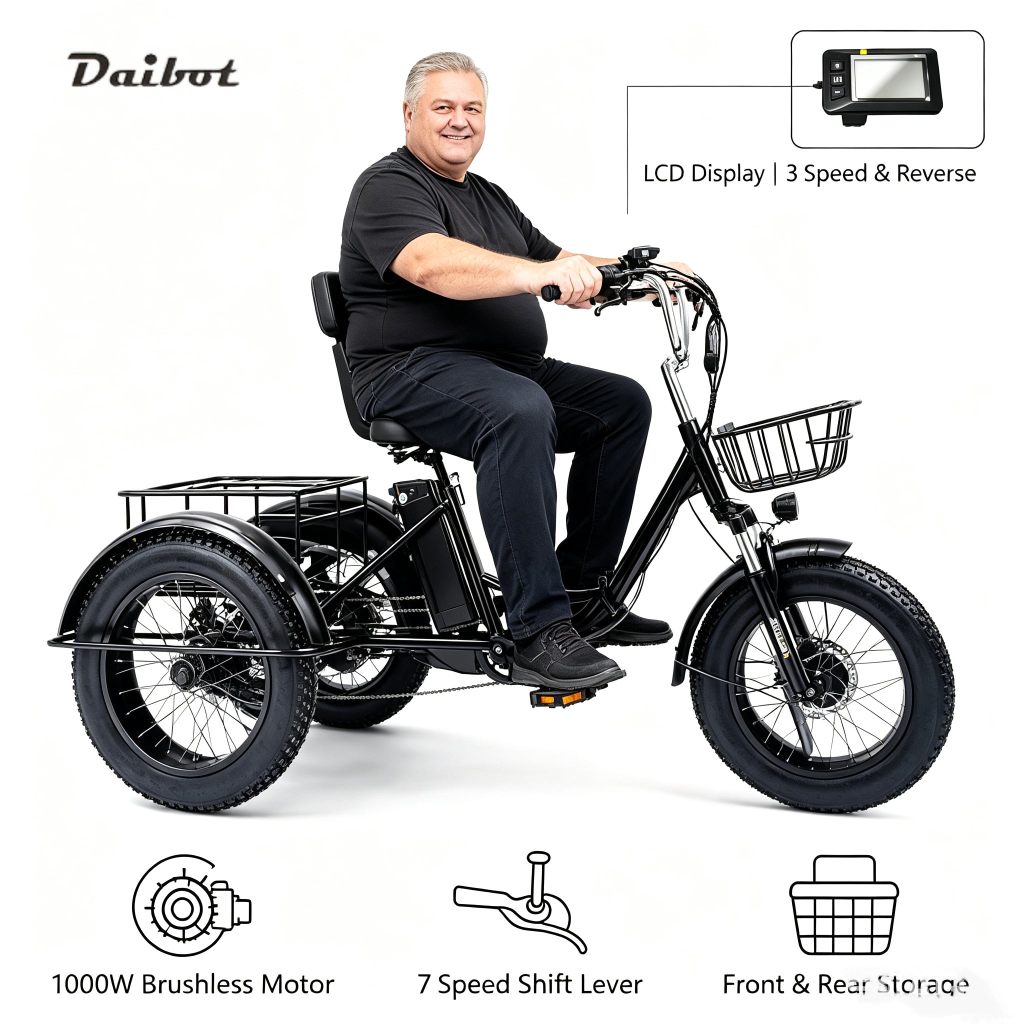 20 Inch Fat Tire Electric Folding Bicycle For Adults 48v 500w Electric Tricycles 3 Wheel Electric Cargo Bike For Women Man Ebike
