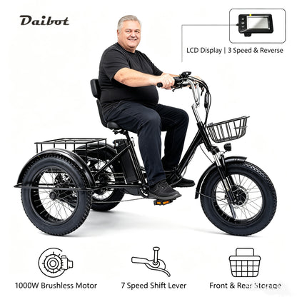 20 Inch Fat Tire Electric Folding Bicycle For Adults 48v 500w Electric Tricycles 3 Wheel Electric Cargo Bike For Women Man Ebike