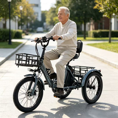 Foldable 3 Wheel Electric Tricycle Fat Tire 250w Eu/350w Us,Detachable Battery Ul2272 Seniors Us Warehouse Ready Stock
