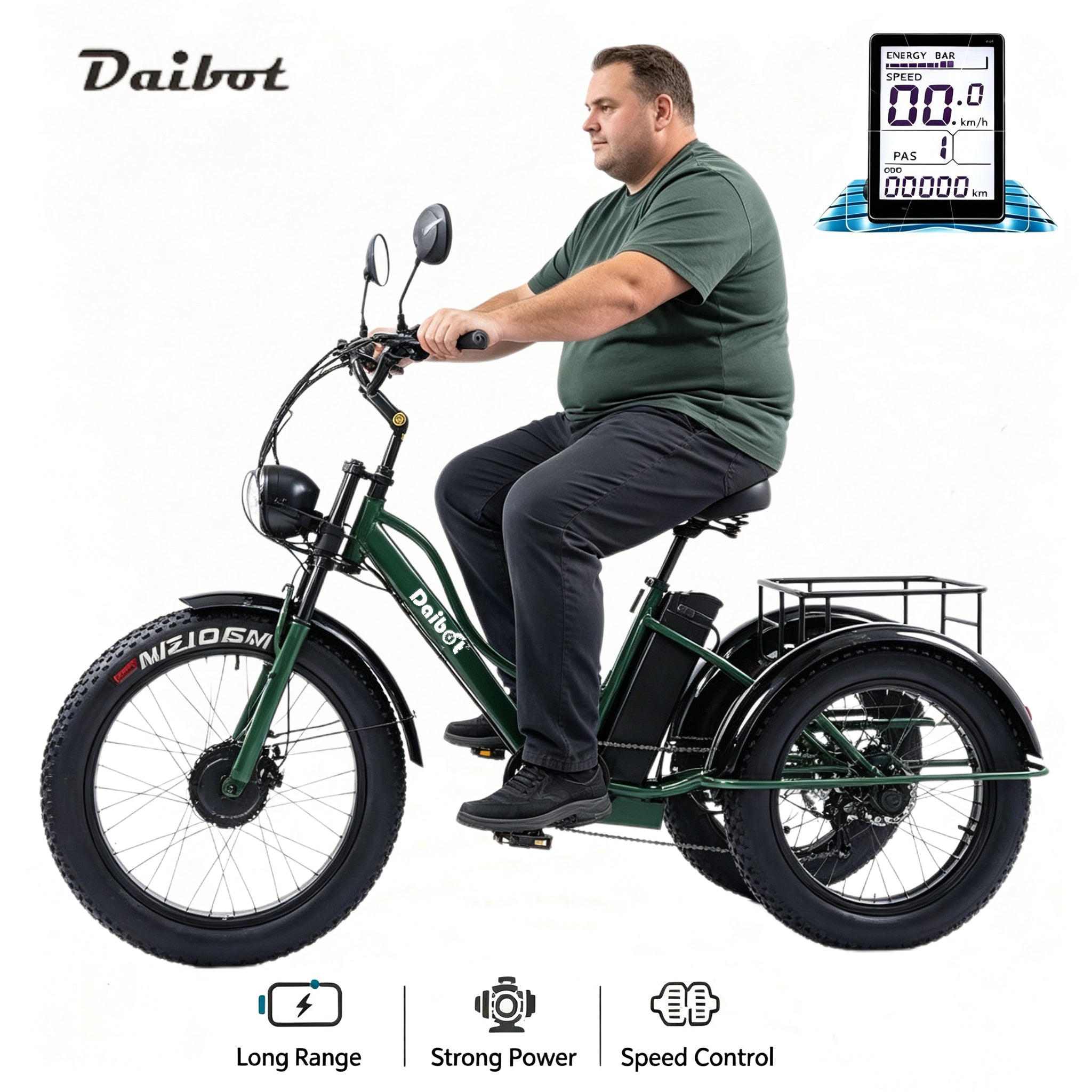 Daibot 24 Inch Adult Electric Tricycle For Elderly 48v 750w 3 Wheel Electric Bike Fat Tire E-tricycle Electric Trike Us Stock