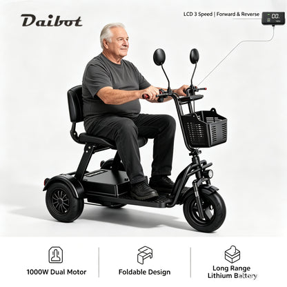 Folding 3-wheel Electric Tricycle 500w 48v Removable Battery Preassembled For Adults Seniors Disabled Family,Us & Eu Stock