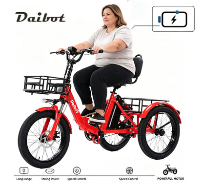 Folding 3-Wheel Electric Tricycle for Adults | 350W 48V Fat Tire Electric Trike | UL2272 Certified | US Warehouse Ready Stock