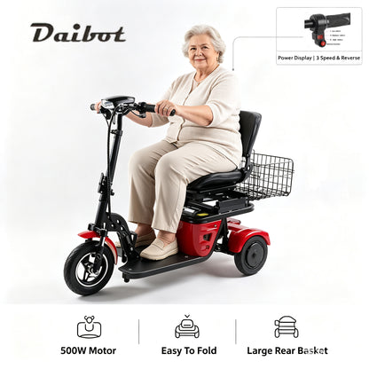 Lightweight Foldable 3-wheel Electric Tricycle Dual 250w Motors 36v Removable Lithium Battery 35-40km Range For Adults Seniors